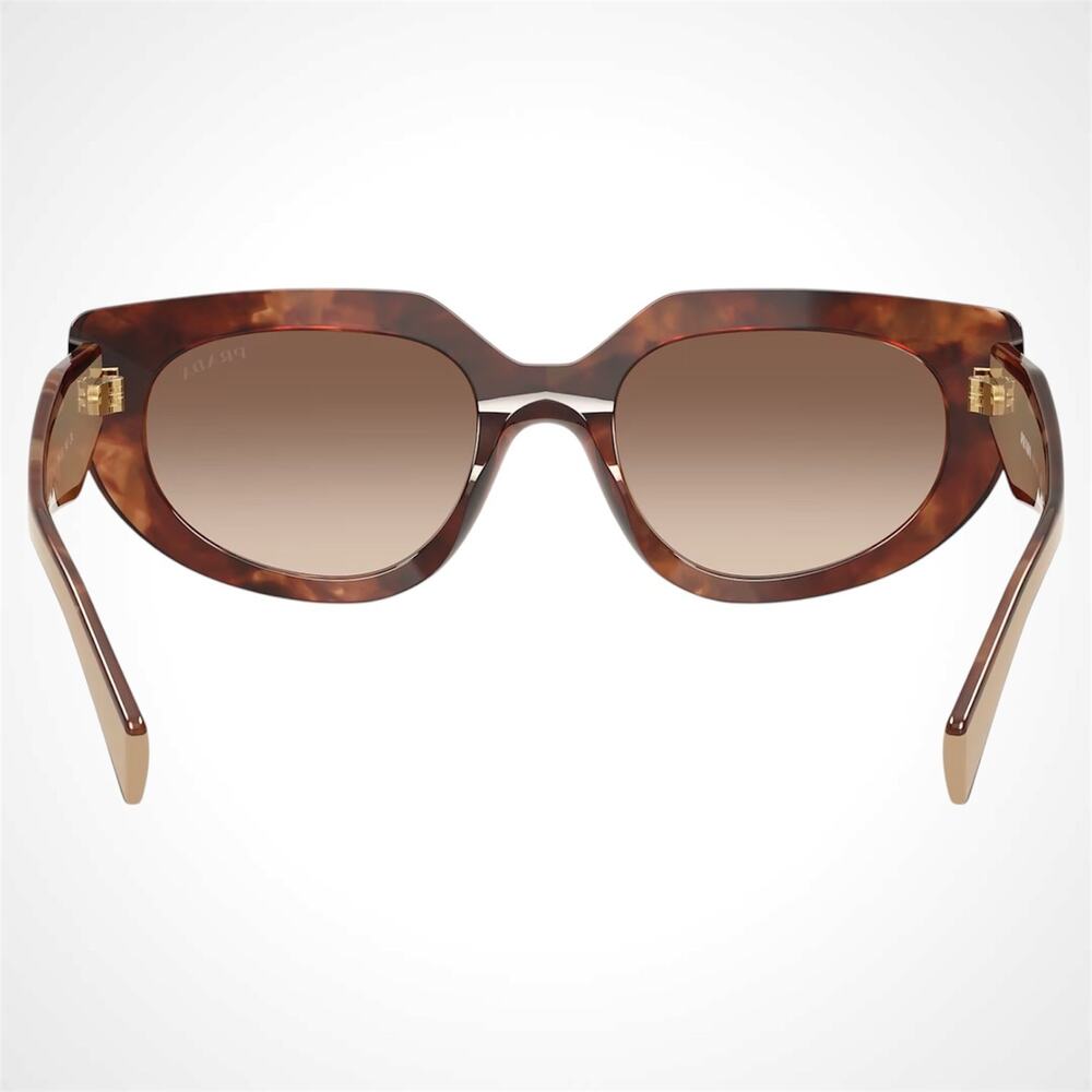 NEW PRADA Sunglasses Brown Tortoise Caramel Gold Symbole Oval Cat Eye Womens - Picture 4 of 6